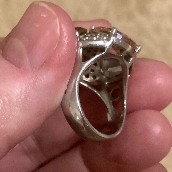𝅺sterling SILVER MULTICOLOUR CRYSTALS WOMAN RING SIZE US 6.5​ - Picture 13 of 15